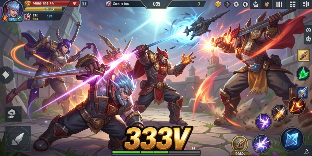 Screenshot dari gameplay seru 333V yang menampilkan pertarungan epik.