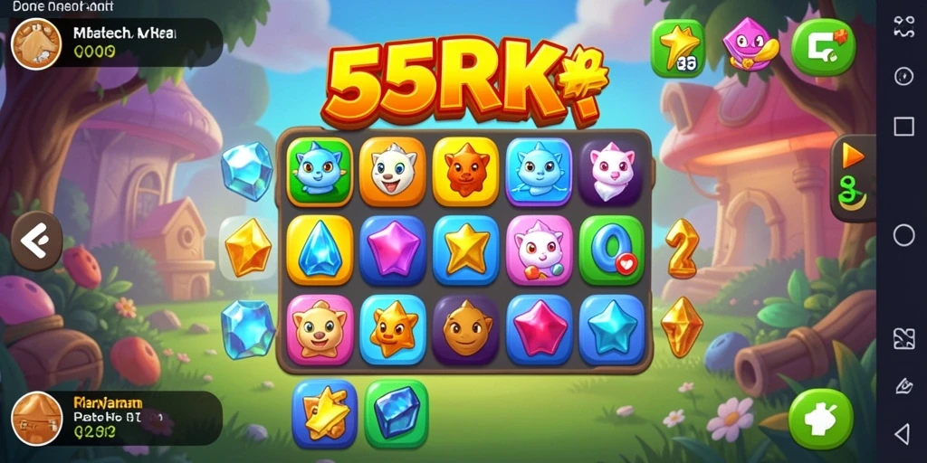Tampilan menarik dari gameplay Match-3 55RK yang penuh warna.