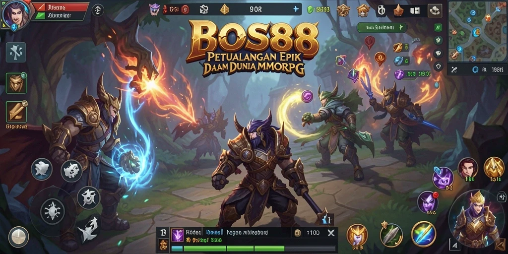 Tampilan screenshot utama BOS88 menampilkan pertempuran epik dalam MMORPG.