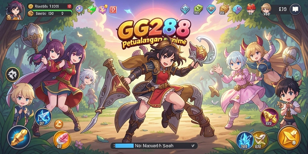 Tangkapan layar gameplay GG288 yang menampilkan karakter Anime yang epik.