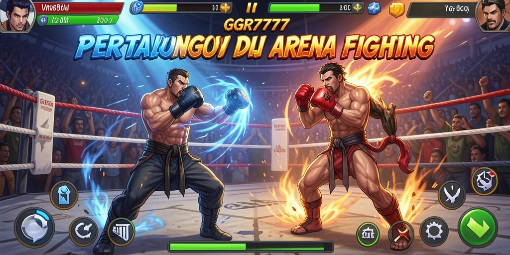 Tampilan gameplay GGR7777 saat pertarungan intens.