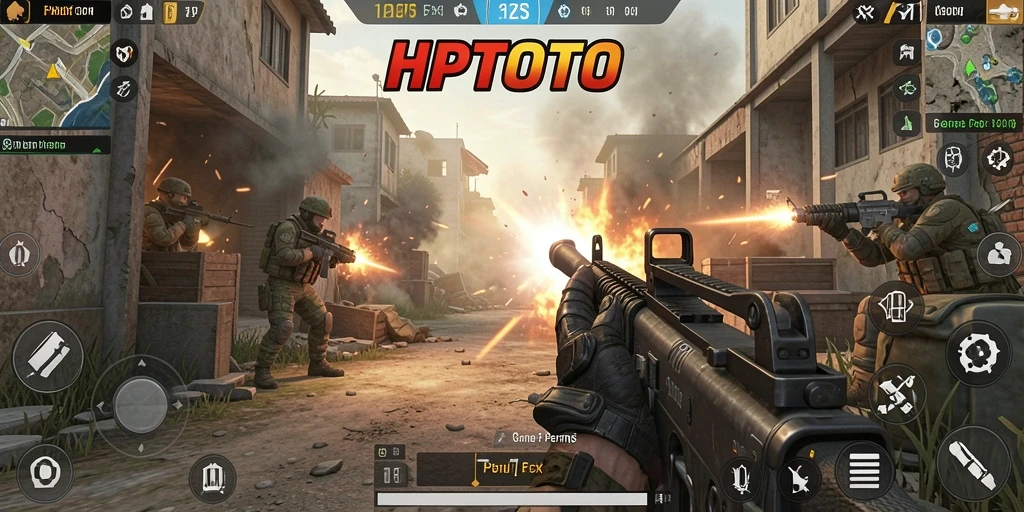 Tangkapan layar gameplay HPTOTO dengan aksi tembak-menembak yang seru.