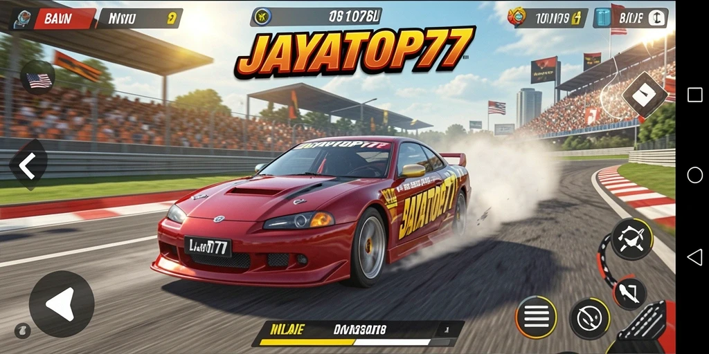 Screenshot JAYATOP77 menampilkan momen balapan mendebarkan di lintasan.