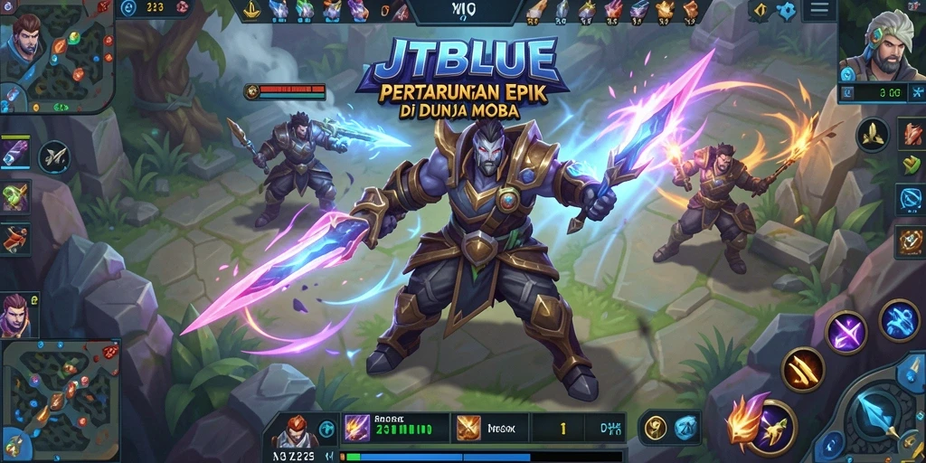 Tangkapan layar JTBLUE menampilkan aksi pertempuran karakter yang mendebarkan.