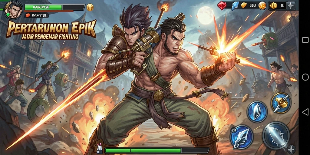 Tampilan gameplay seru di arena pertarungan KARUN138.