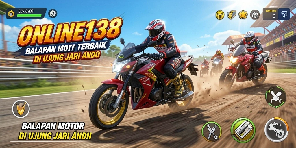 Tampilan gameplay seru dari balapan motor di ONLINE138.