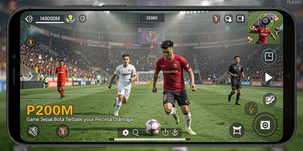Tampilan gameplay menarik di lapangan sepak bola.