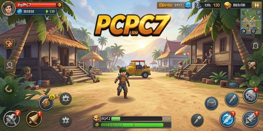 Tangkapan layar gameplay PCPC7 dengan misi dan karakter unik.