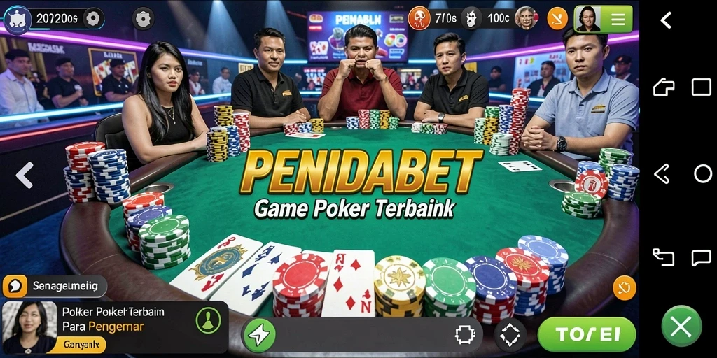 Tampilan gameplay Poker yang seru dan interaktif di PENIDABET.