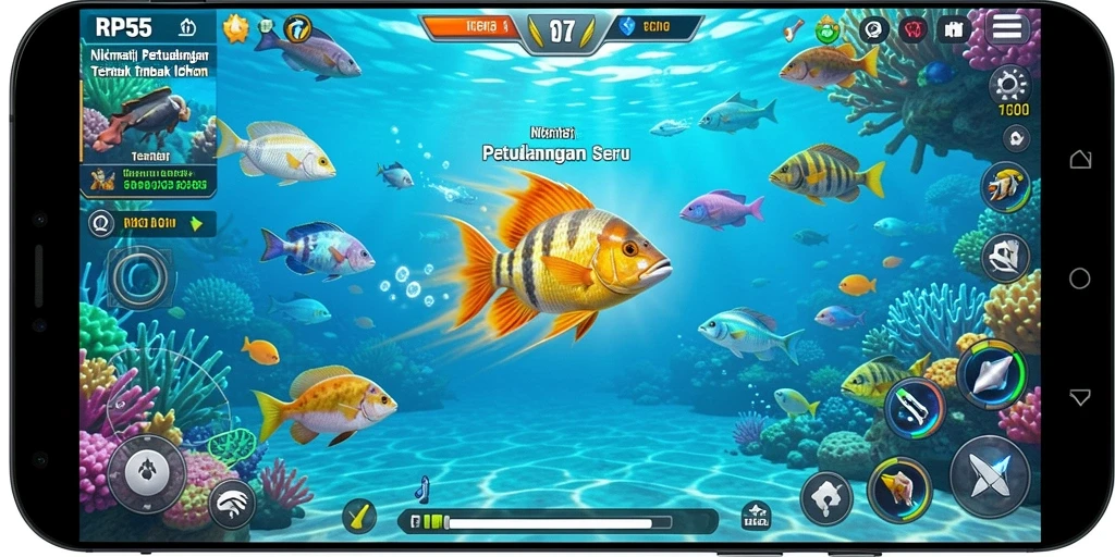Tampilan gameplay seru game Tembak Ikan RP55.
