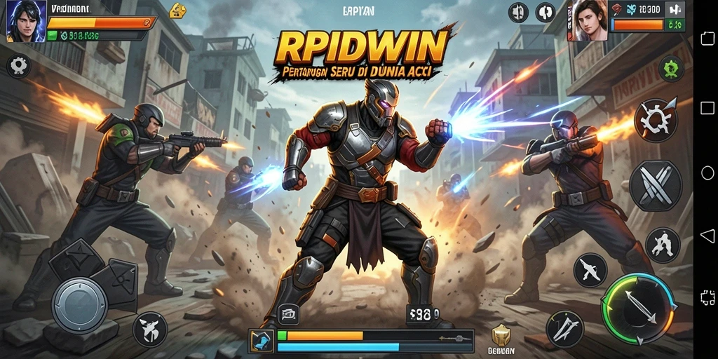 Gameplay pertarungan menarik RPIDWIN dengan karakter beragam.