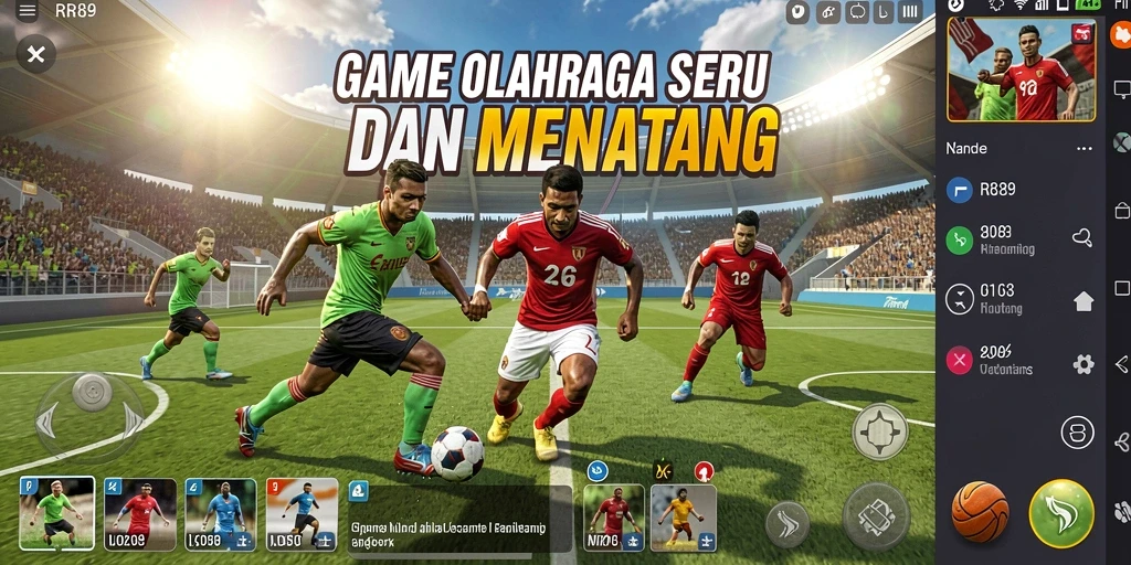 Screenshot gameplay menunjukkan aksi seru dalam pertandingan olahraga.