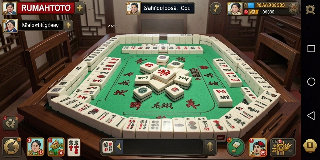 Tampilan screenshot utama RUMAHTOTO menampilkan gameplay Mahjong yang seru.