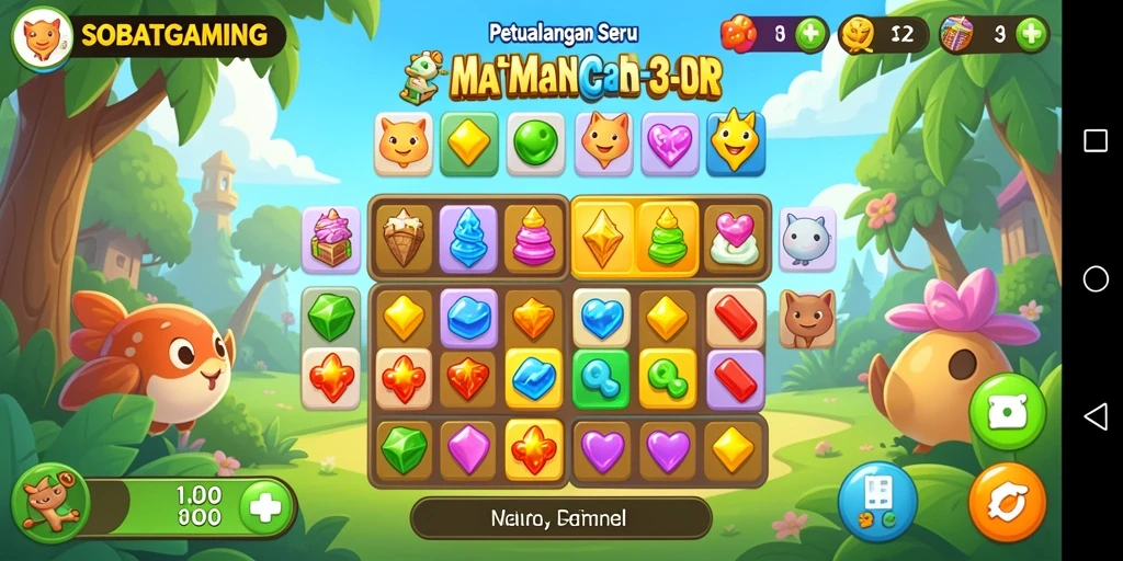 Screenshot gameplay SOBATGAMING menampilkan keseruan sudut pandang Match-3.