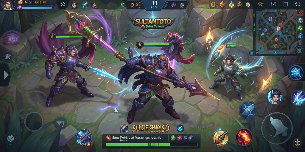 Tampilan gameplay SULTANTOTO dengan aksi MOBA yang seru.