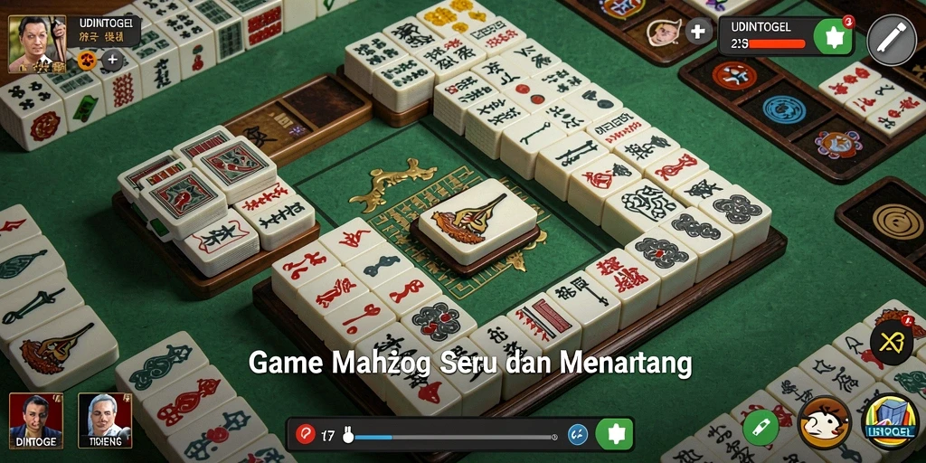 Tampilan gameplay seru di UDINTOGEL dengan papan Mahjong.